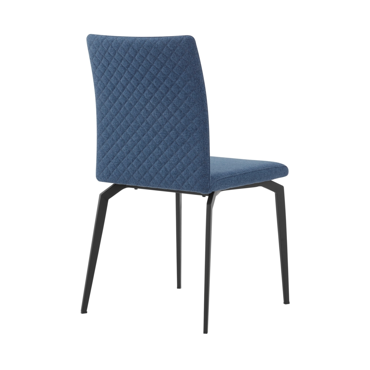 Sleek Fabric Dining Chair With Diamond Stitching, Set Of 2, Blue- Saltoro Sherpi