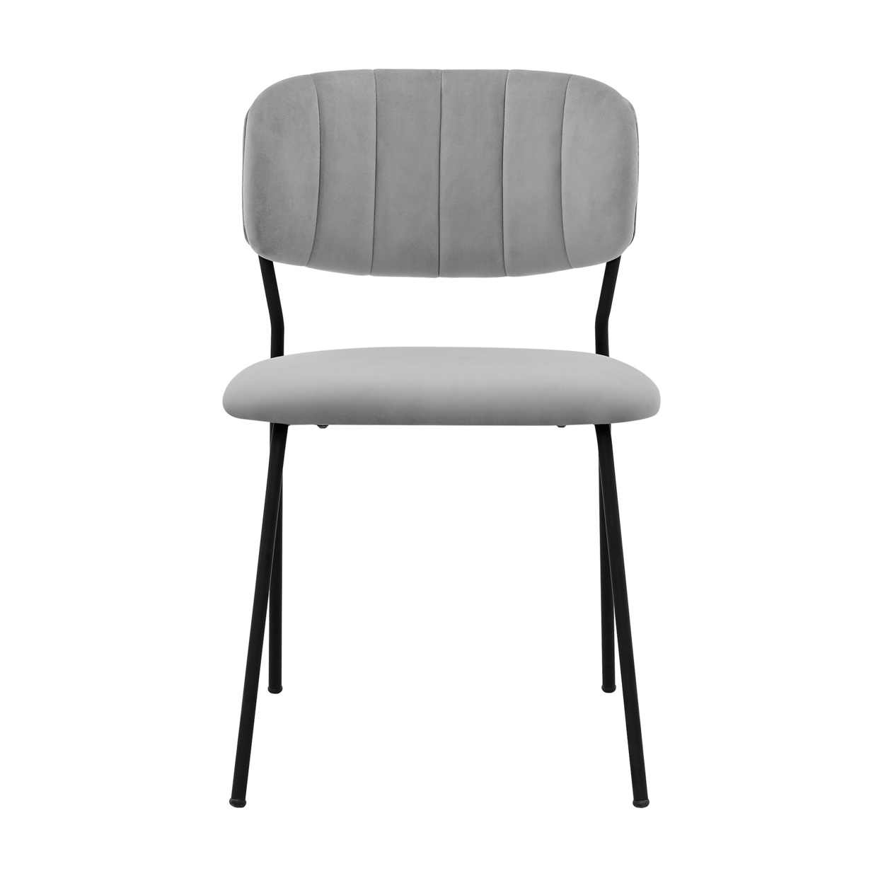 Metal Dining Chair With Fabric Seats,Set Of 2,Black And Gray- Saltoro Sherpi