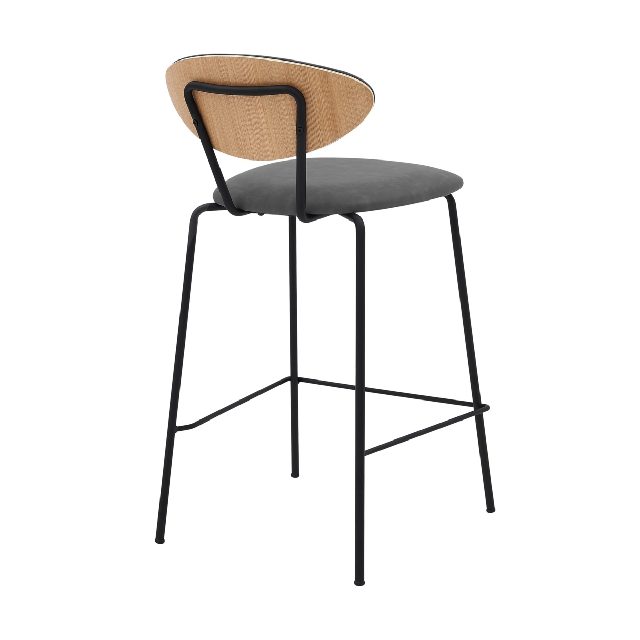 26 Inch Leatherette Counter Height Barstool, Black And Gray- Saltoro Sherpi