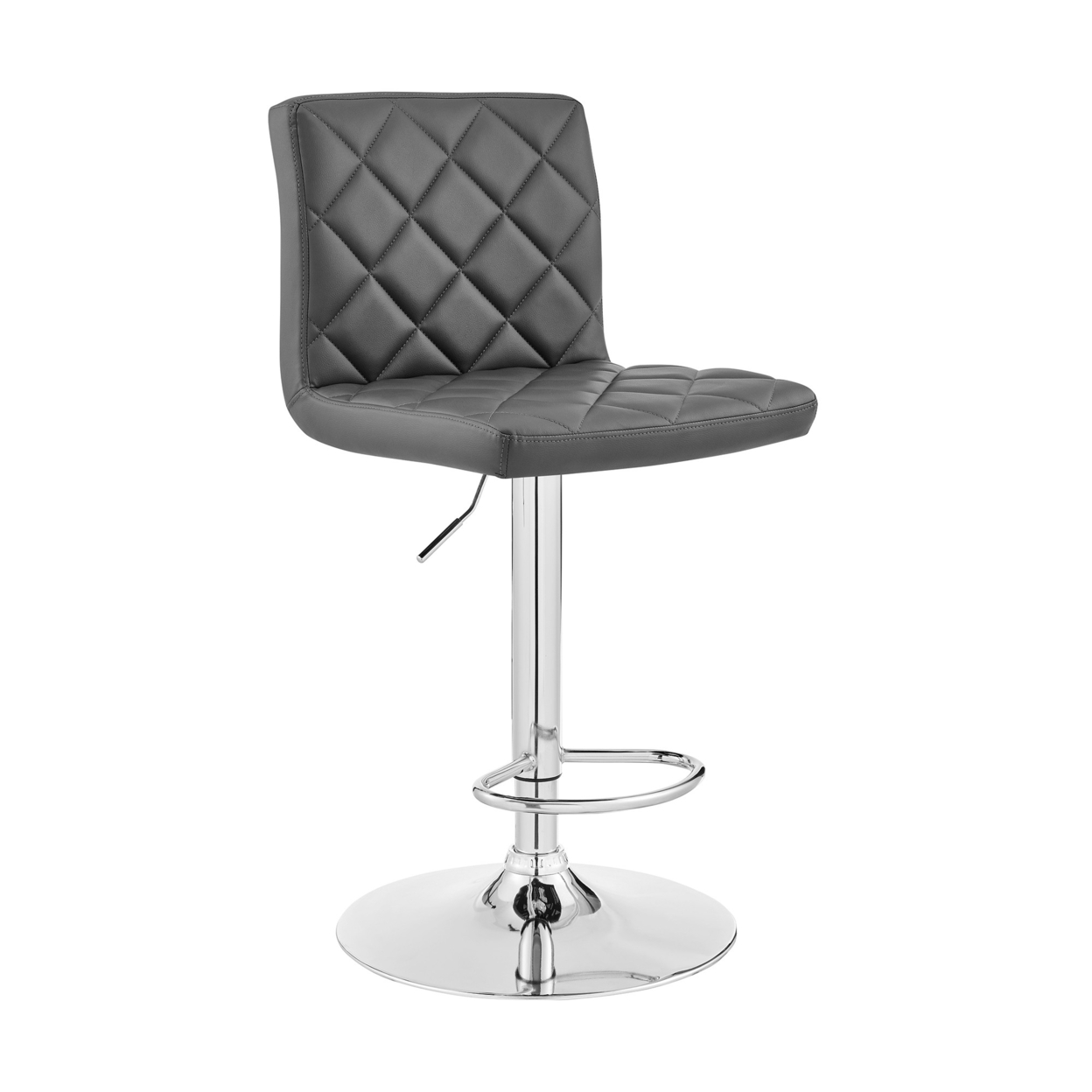 20 Inch Metal And Leatherette Swivel Bar Stool, Gray And Silver- Saltoro Sherpi