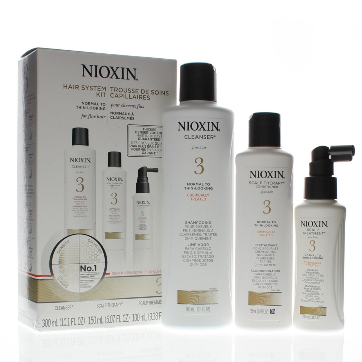 Nioxin Hair System Kit 3 Cleanser 10oz , Therapy 5oz And Treatment 3.3oz