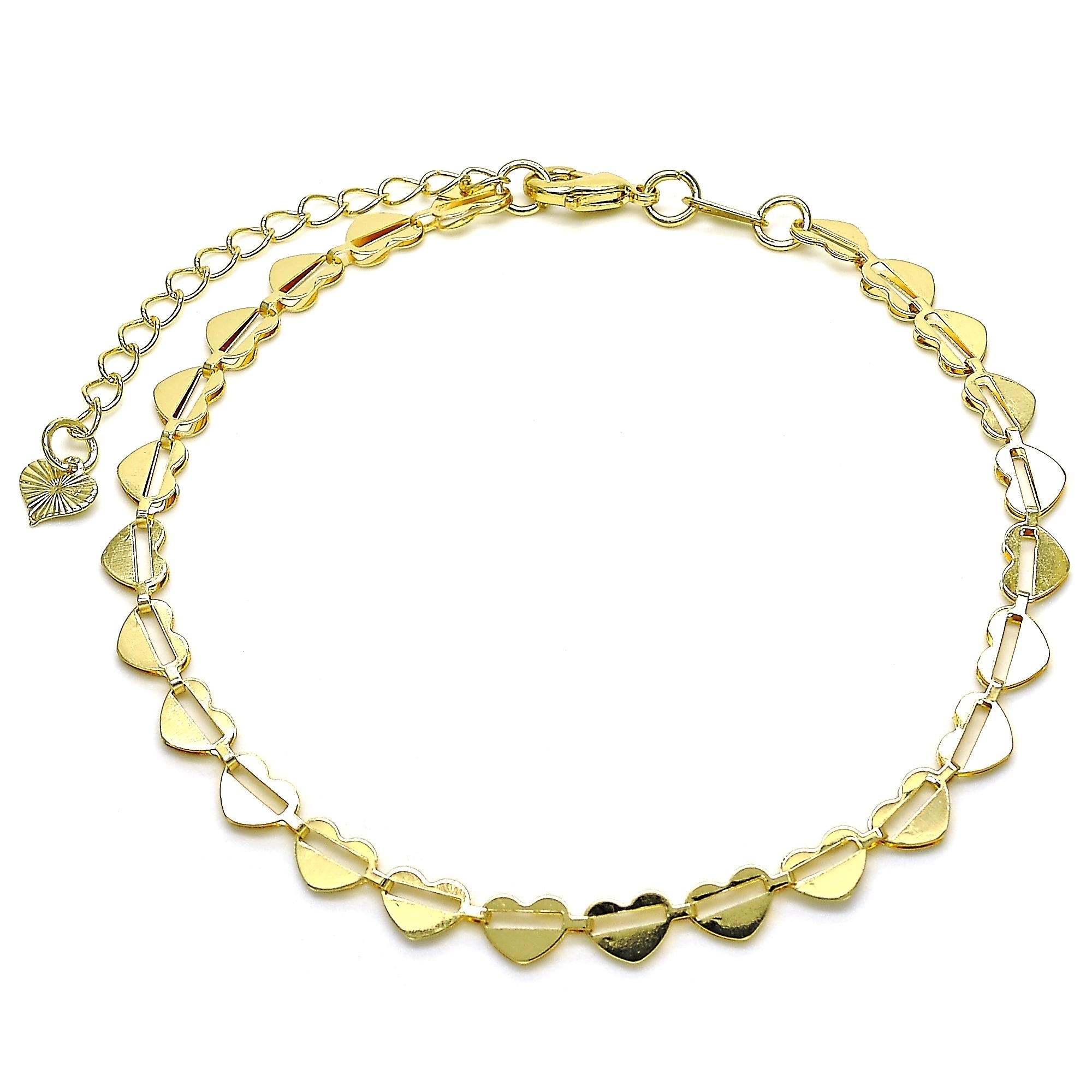 Yellow Heart Ankle Bracelet 10 18k Gold Filled High Polish Finsh