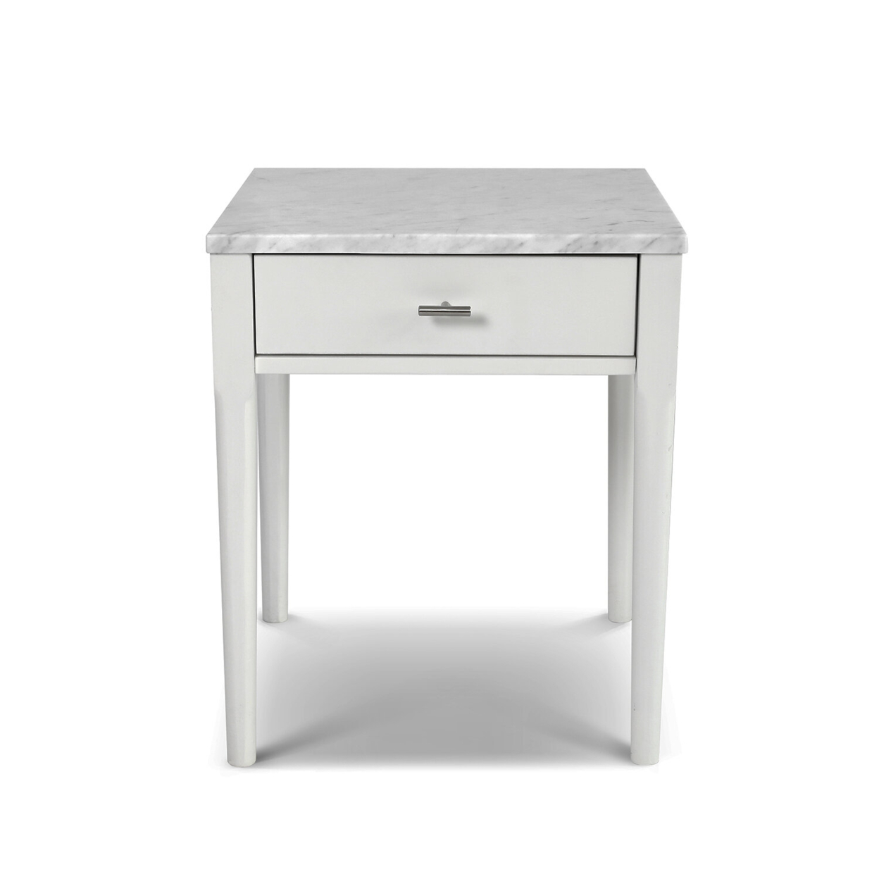 Alto 18" Square Italian Carrara White Marble Side Table with Legs - White