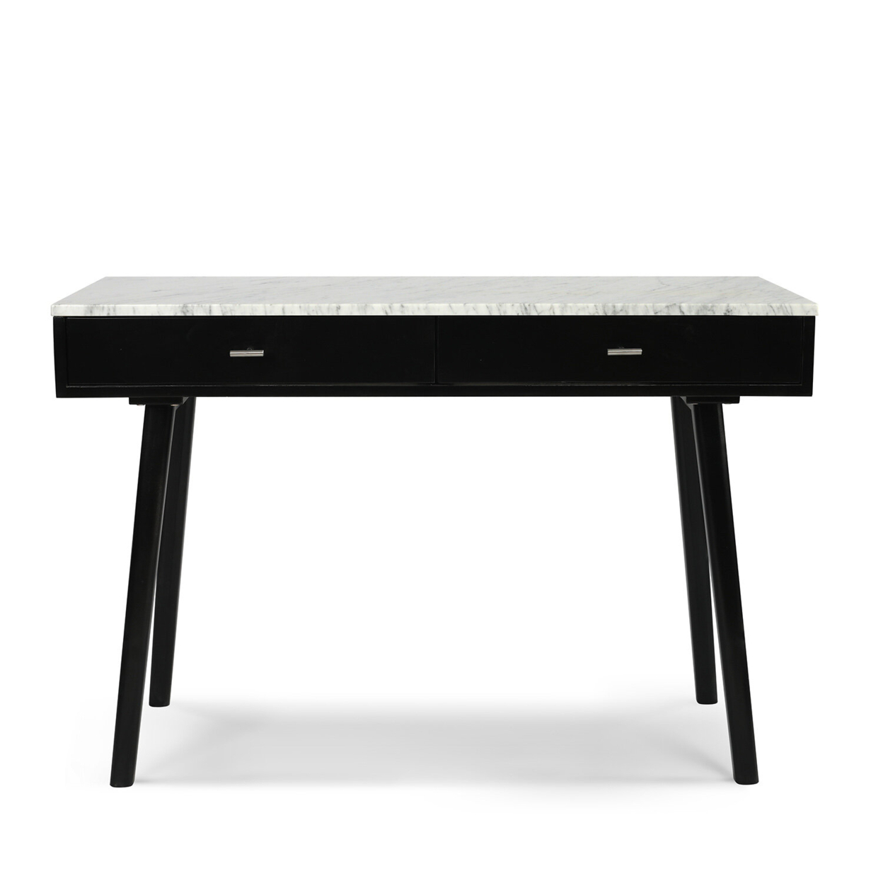 Viola 44" Rectangular Italian Carrara White Marble Writing Desk - black