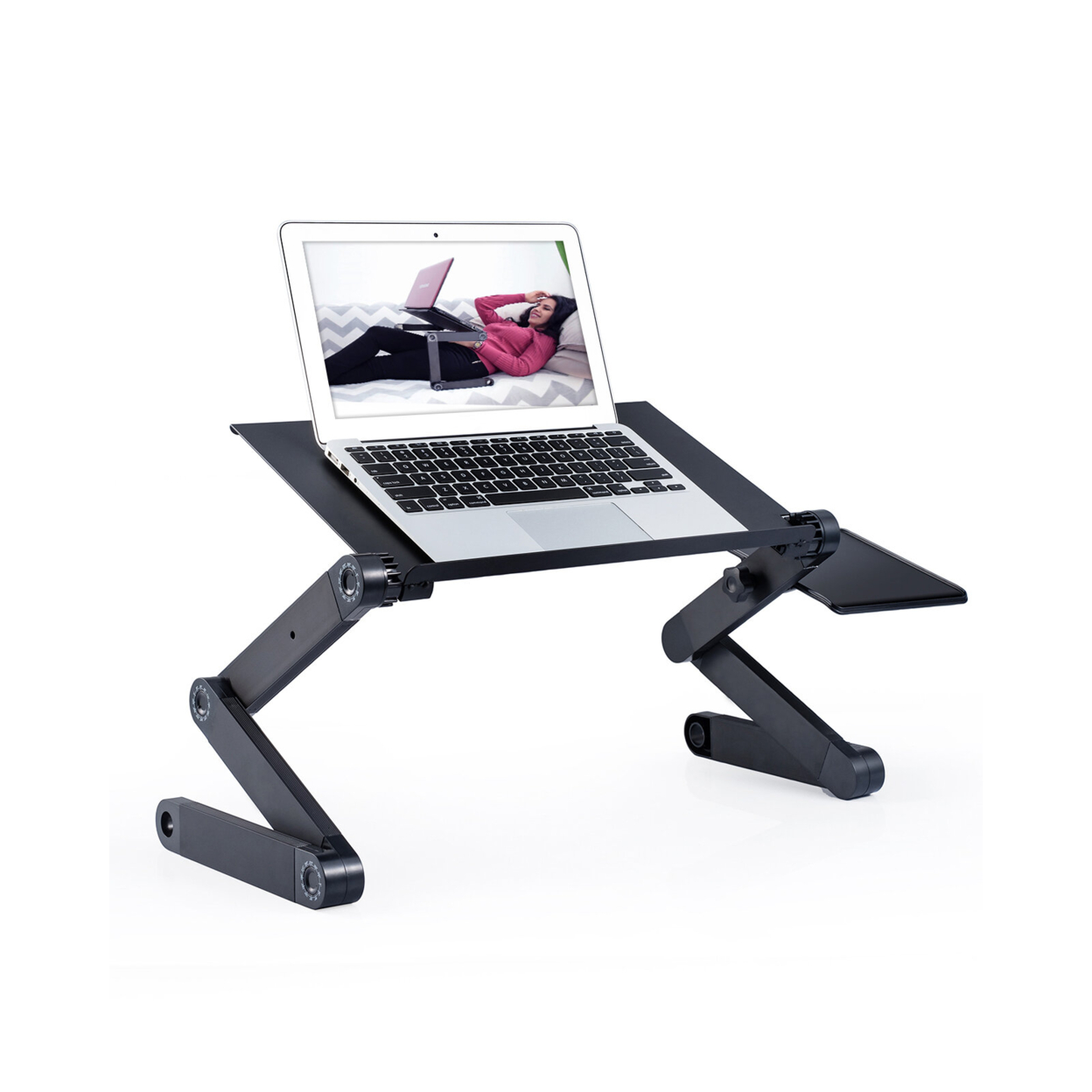 Rainbean Black Adjustable and Foldable Portable Laptop Stand with Mouse Pad and 2 CPU Cooling USB Fans