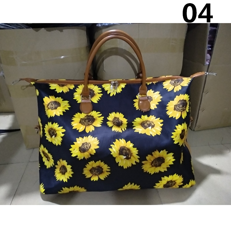Travel Bag Leopard Print Sun Flower Striped Handbag - 4