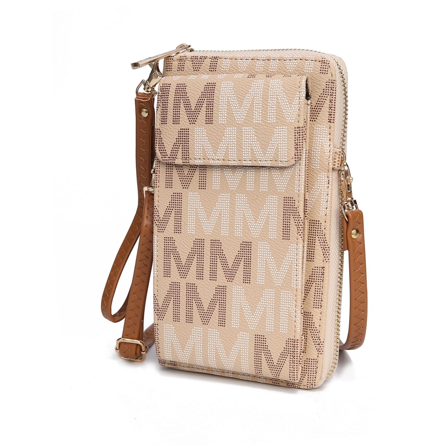 MKF Collection Cossetta Cell Phone Crossbody Handbag Wallet By Mia K. - Tan