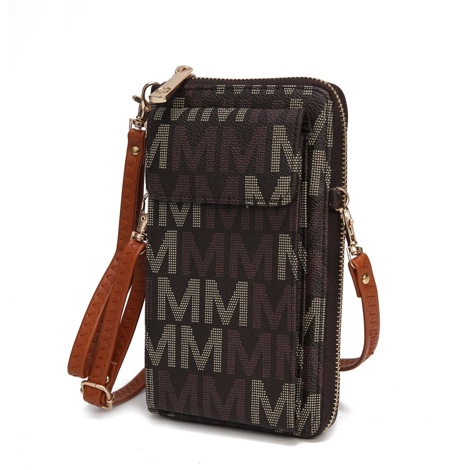 MKF Collection Cossetta Cell Phone Crossbody Handbag Wallet By Mia K. - Brown