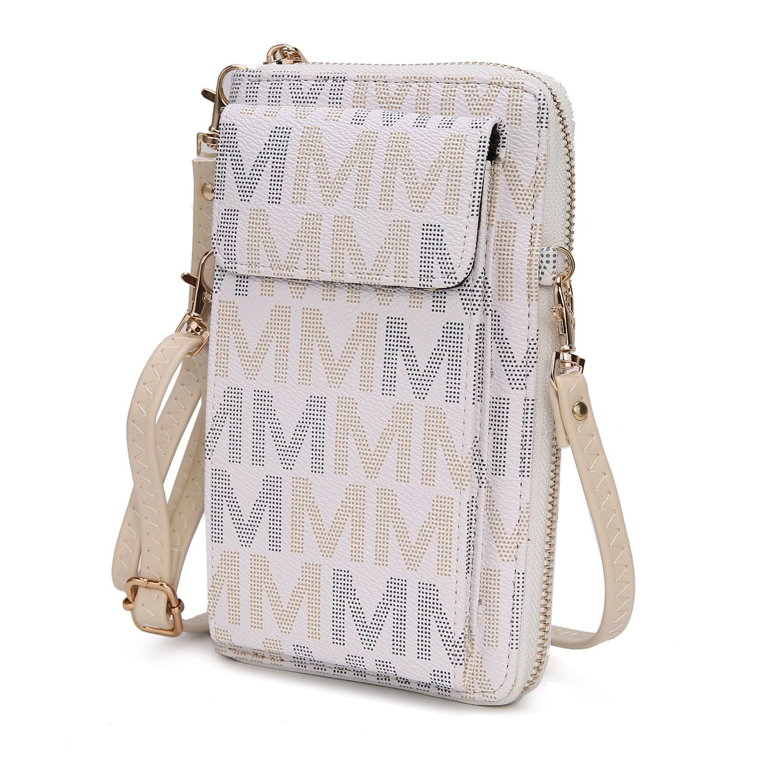 MKF Collection Cossetta Cell Phone Crossbody Handbag Wallet By Mia K. - White