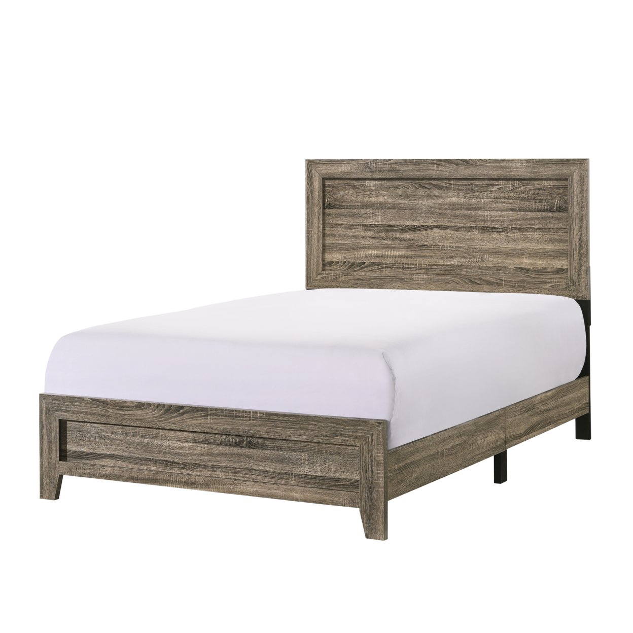 Full Size Wooden Bed With Panel Design Headboard, Rustic Brown- Saltoro Sherpi