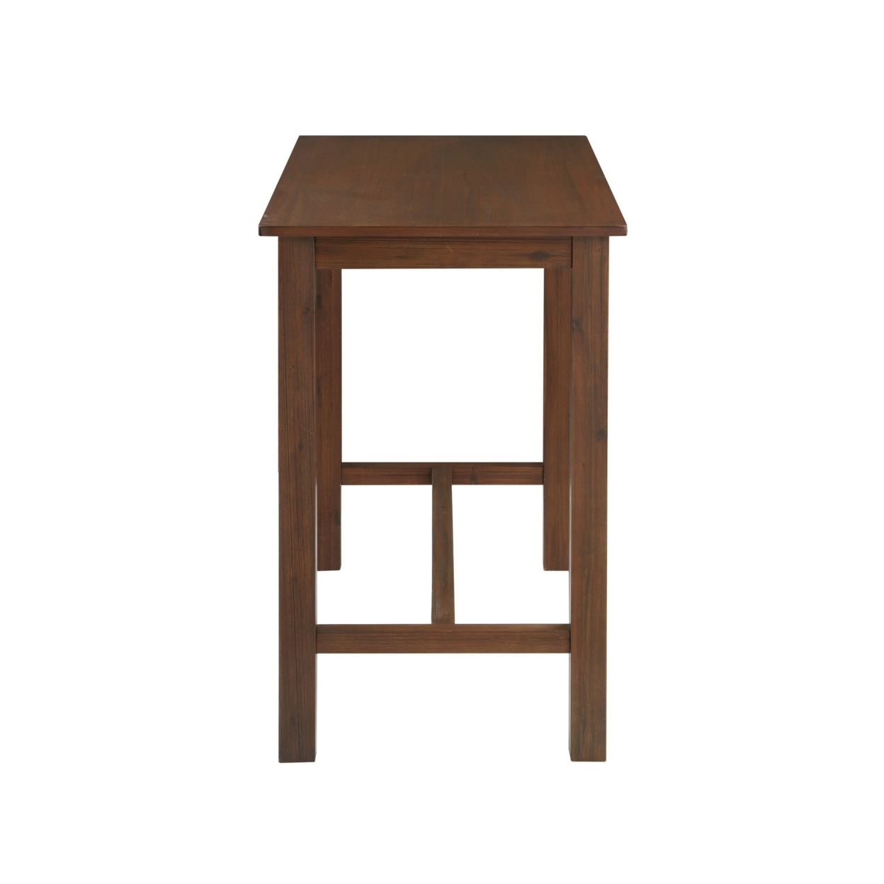 Rustic Rectangular Wooden Pub Table With Block Legs, Brown- Saltoro Sherpi