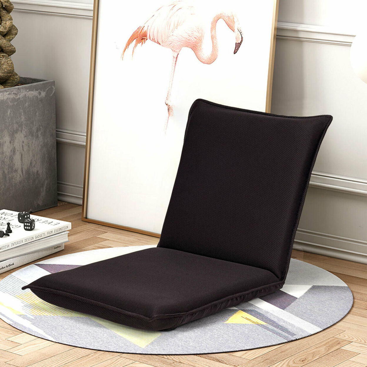 Adjustable 6-Position Floor Chair Folding Lazy Man Sofa Chair Multiangle Coffee