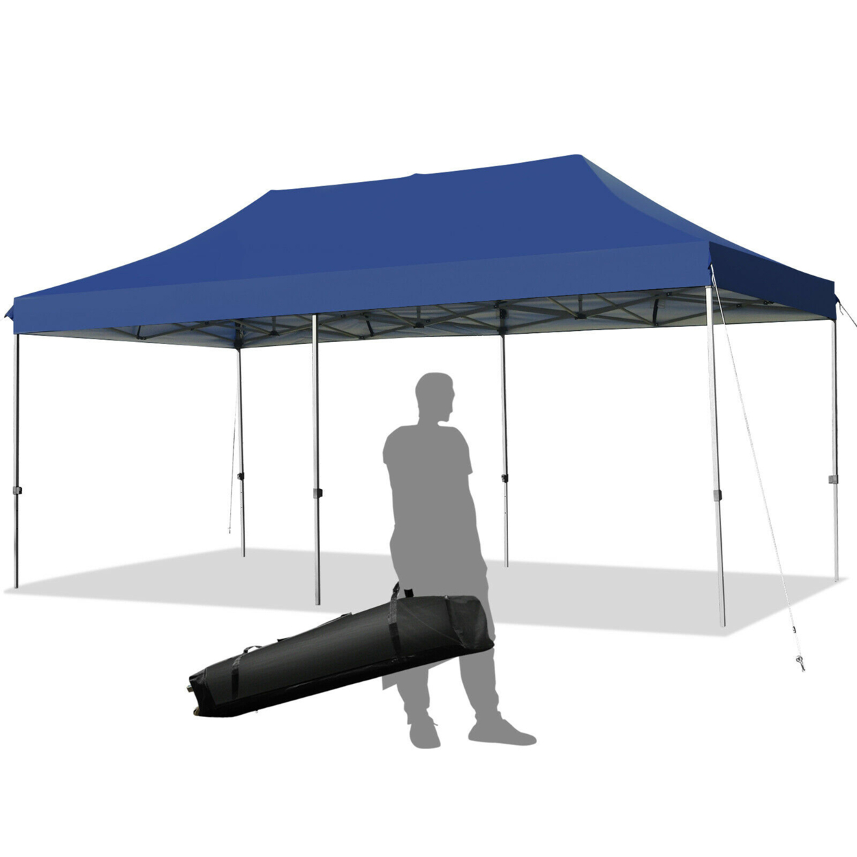 10'x20' Pop Up Canopy Tent Folding Heavy Duty Sun Shelter Adjustable W/Bag Blue
