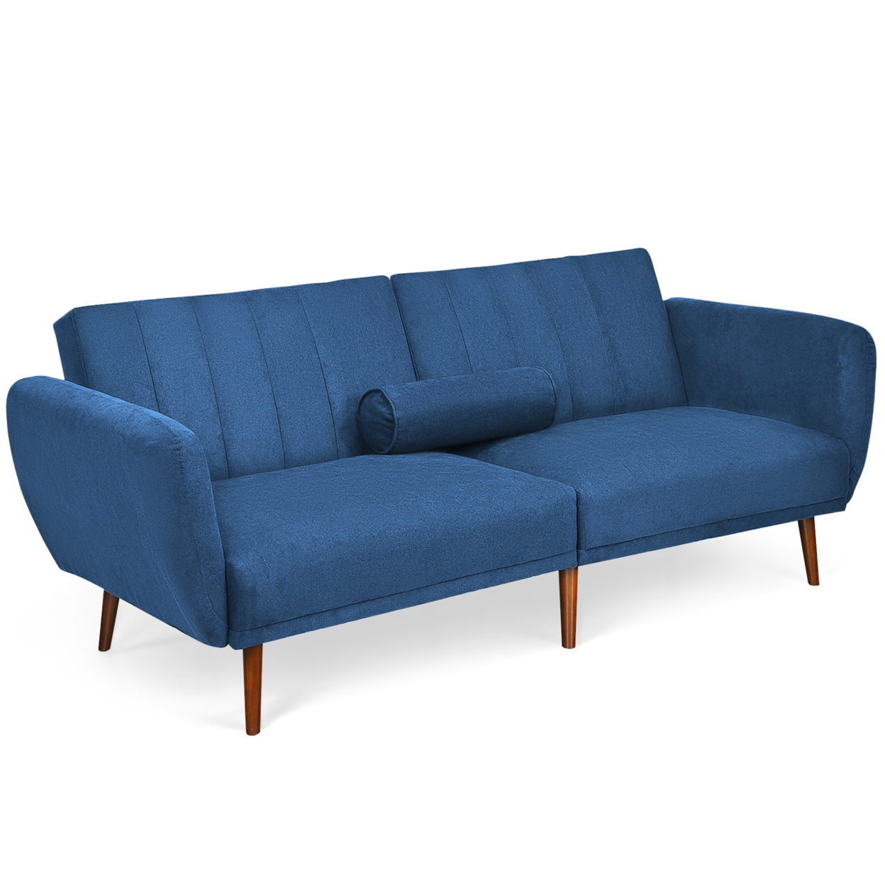 Modern Sofa Bed Convertible Futon Sofa W/ 3-Level Adjustable Angle Function - Navy