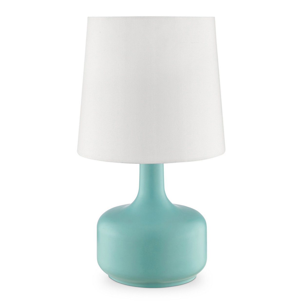 Table Lamp With Teardrop Metal Base And Fabric Shade, Green- Saltoro Sherpi
