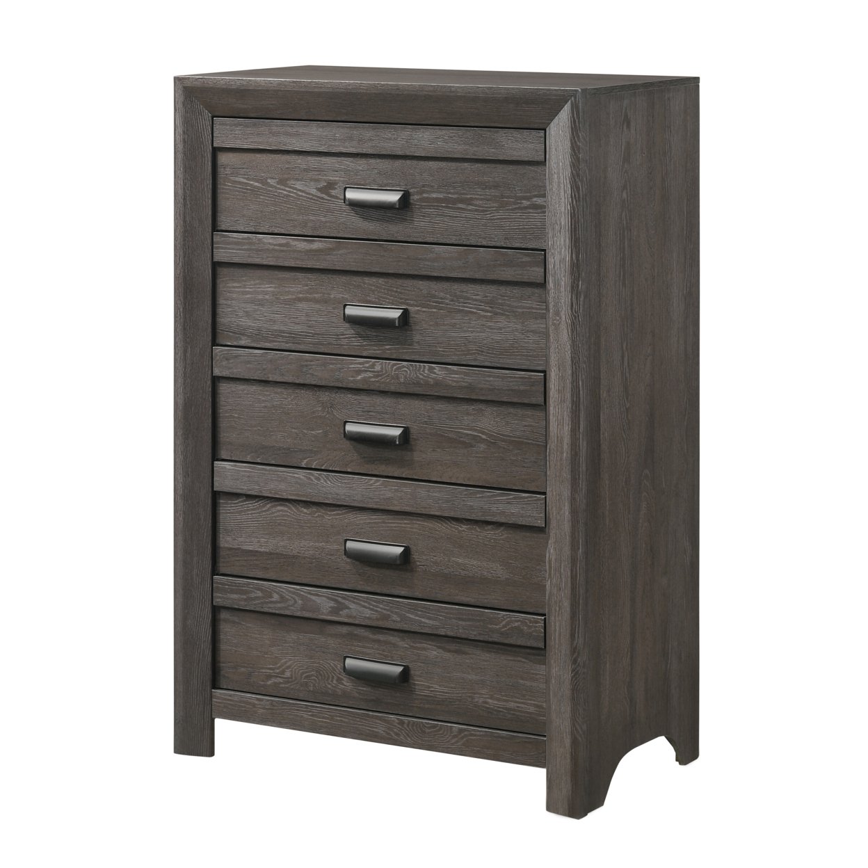 Chest With 5 Storage Drawers And Metal Pulls, Taupe Brown- Saltoro Sherpi
