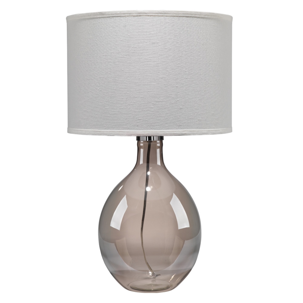 Table Lamp with Pot Bellied Glass Base, Light Gray- Saltoro Sherpi