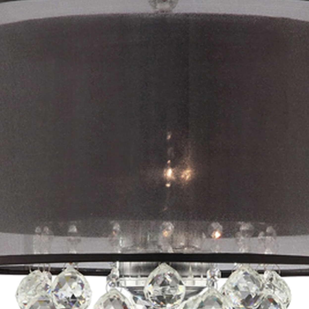 Twisted Crystal Body Table Lamp With Dual Fabric Shade, Clear And Black- Saltoro Sherpi