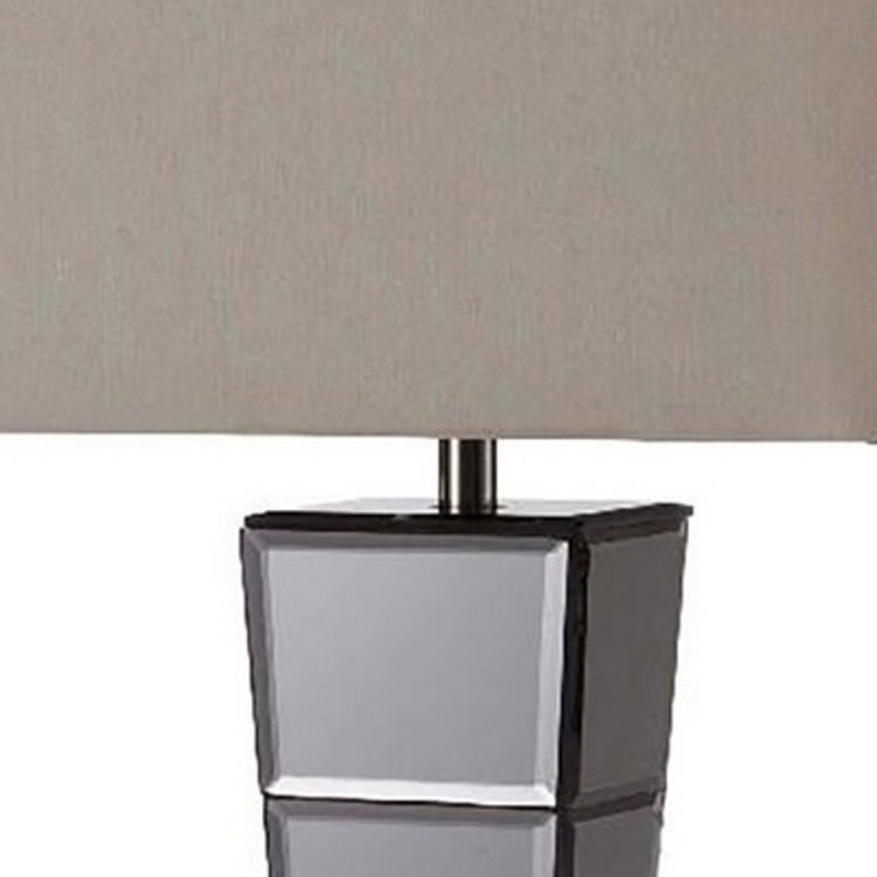 Table Lamp With Mirrored Tower Design Body, Silver- Saltoro Sherpi