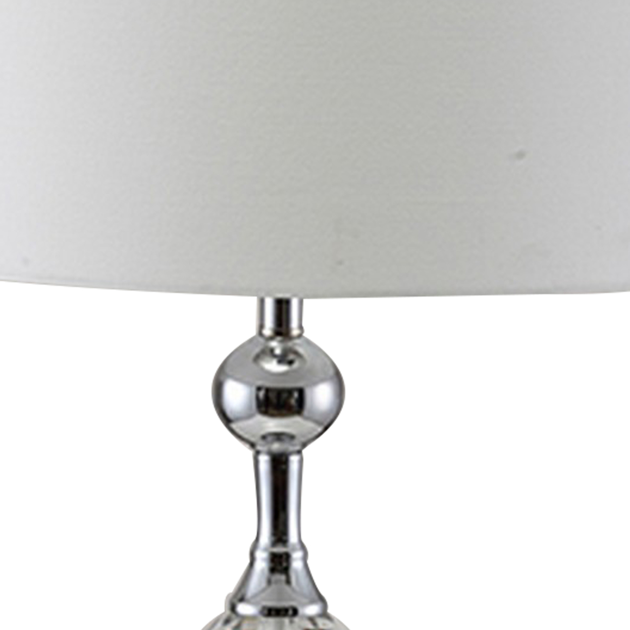 Table Lamp With Metal And Crystal Accents, Silver And White- Saltoro Sherpi