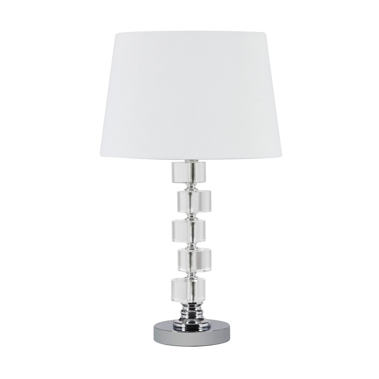 Table Lamp With Zig Zag Crystal Cube Accents, Silver- Saltoro Sherpi