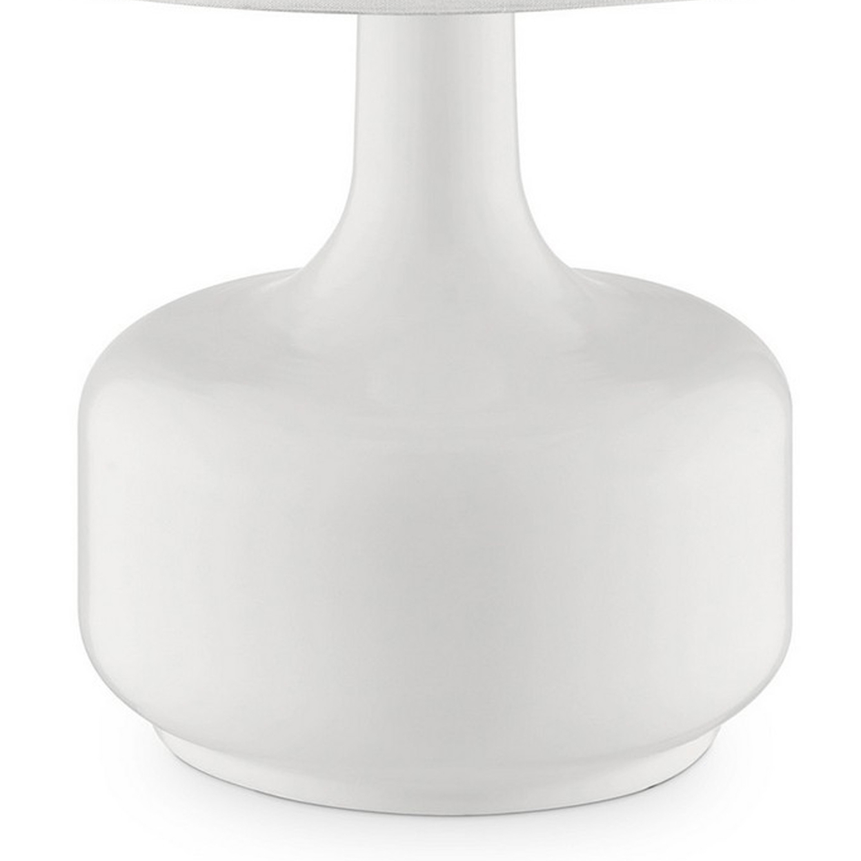 Table Lamp With Teardrop Metal Base And Fabric Shade, White- Saltoro Sherpi
