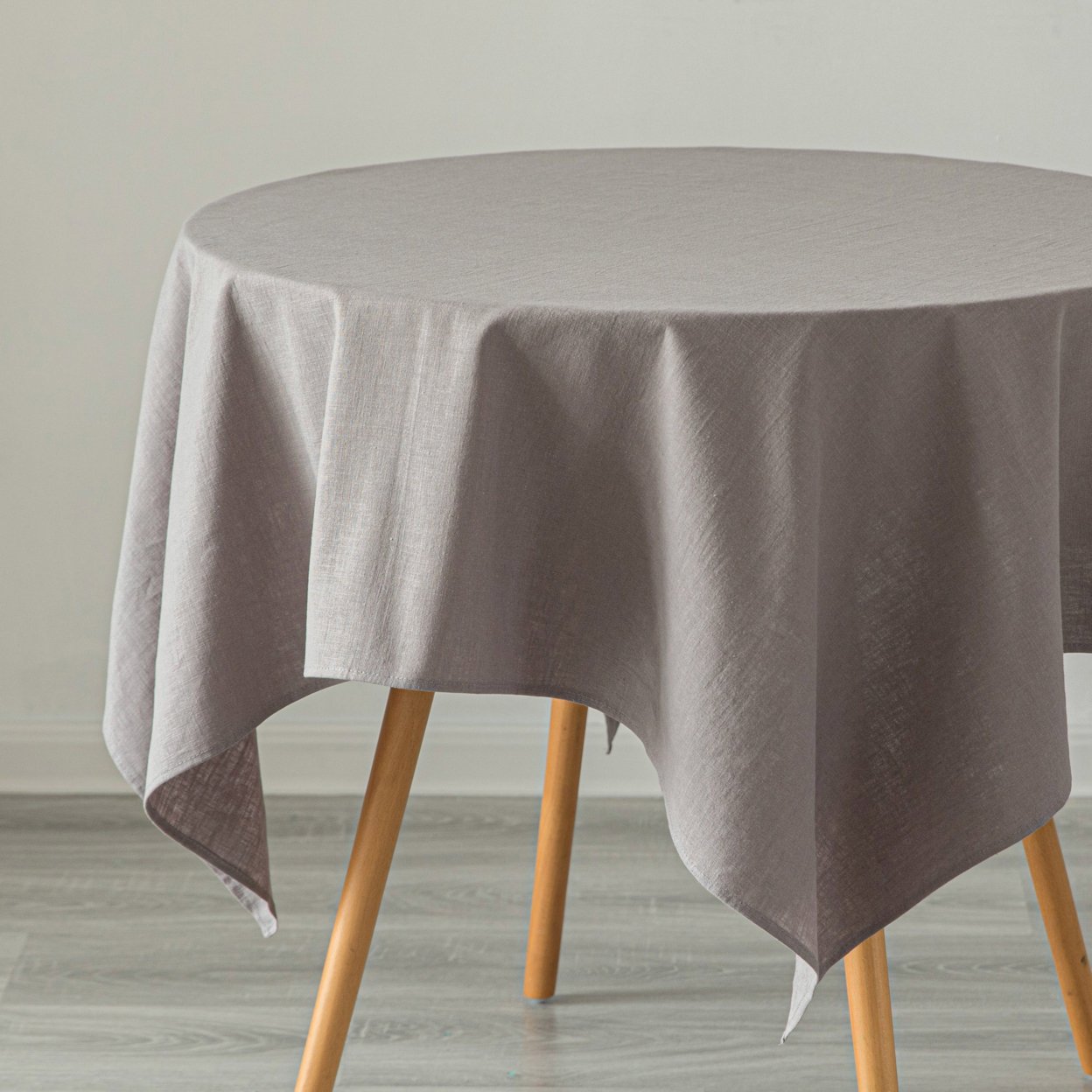 Deerlux 100 Percent Pure Linen Washable Tablecloth Solid Color - 52 X 78 In. Gray