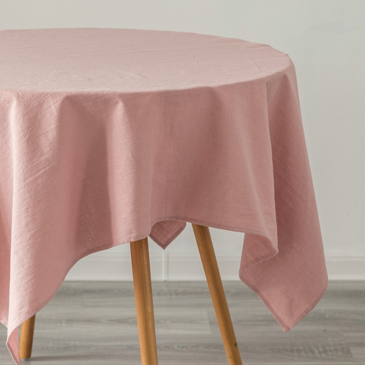 Deerlux 100 Percent Pure Linen Washable Tablecloth Solid Color - 52 X 52 In. Pink