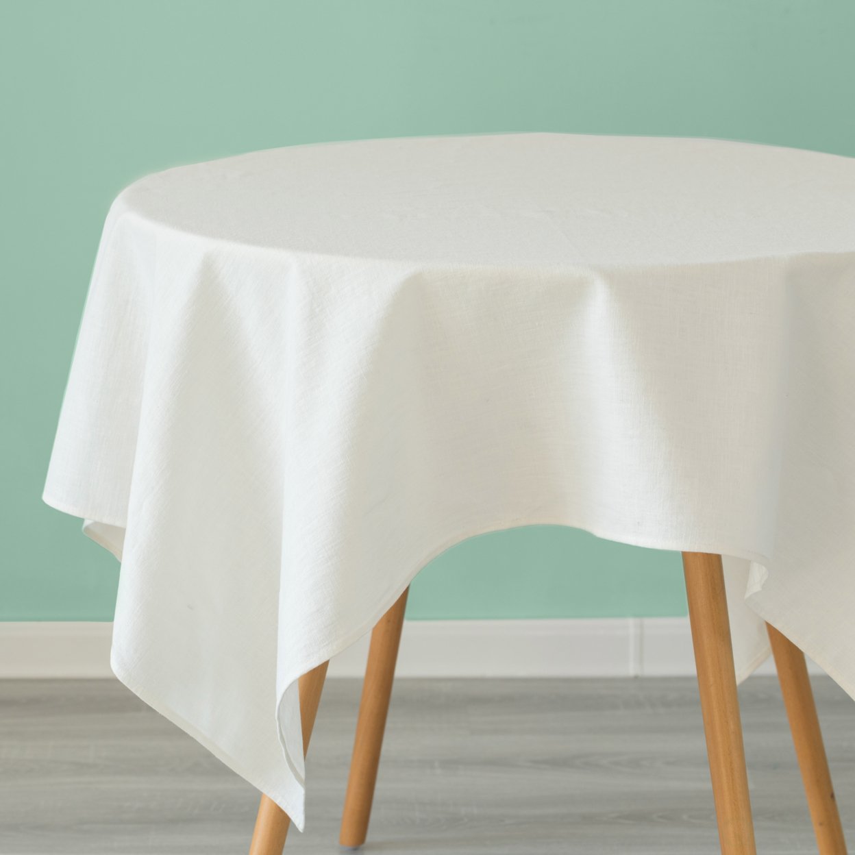 Deerlux 100 Percent Pure Linen Washable Tablecloth Solid Color - 52 X 70 In. White