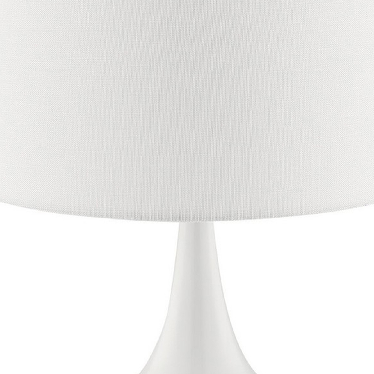 Pot Bellied Shape Metal Table Lamp With 3 Way Switch, White- Saltoro Sherpi