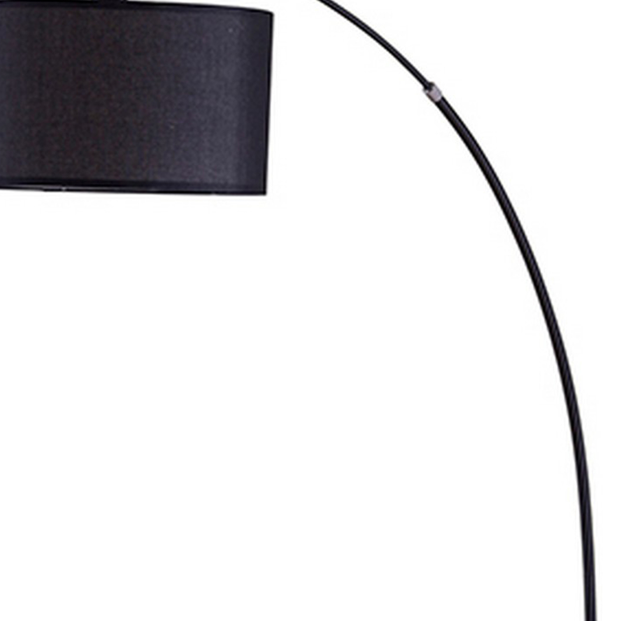 Floor Lamp With Curved Metal Frame And Drum Shade, Black- Saltoro Sherpi