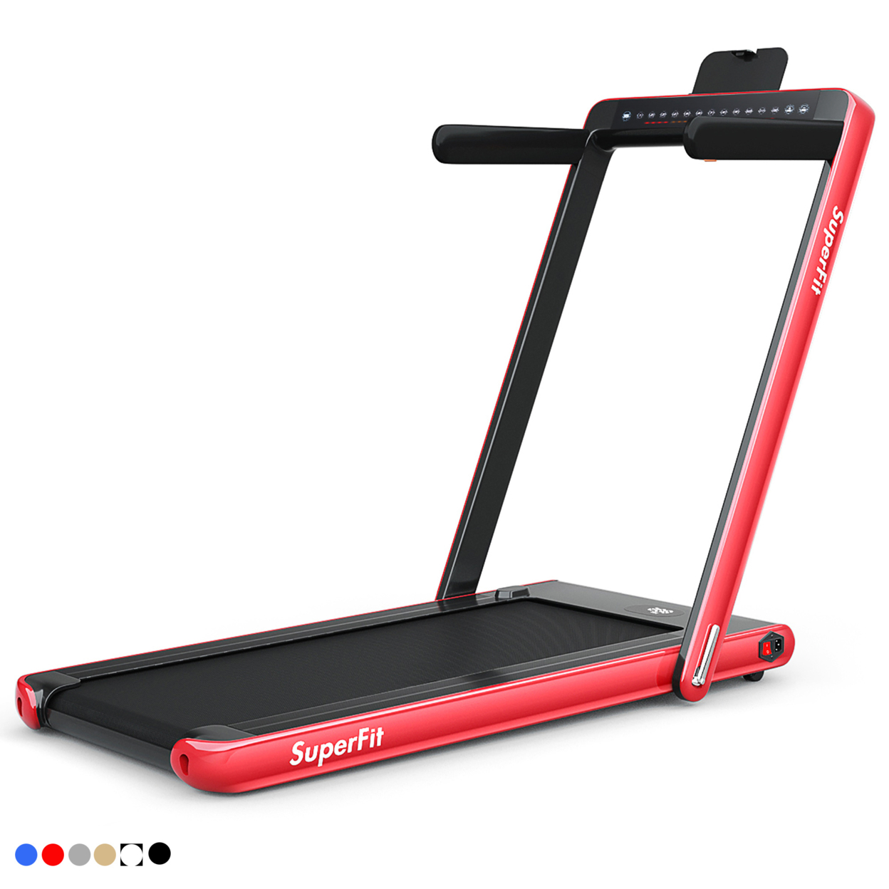 2 In 1 Folding Treadmill 2.25HP Running Machine W/ Dual Display - Red