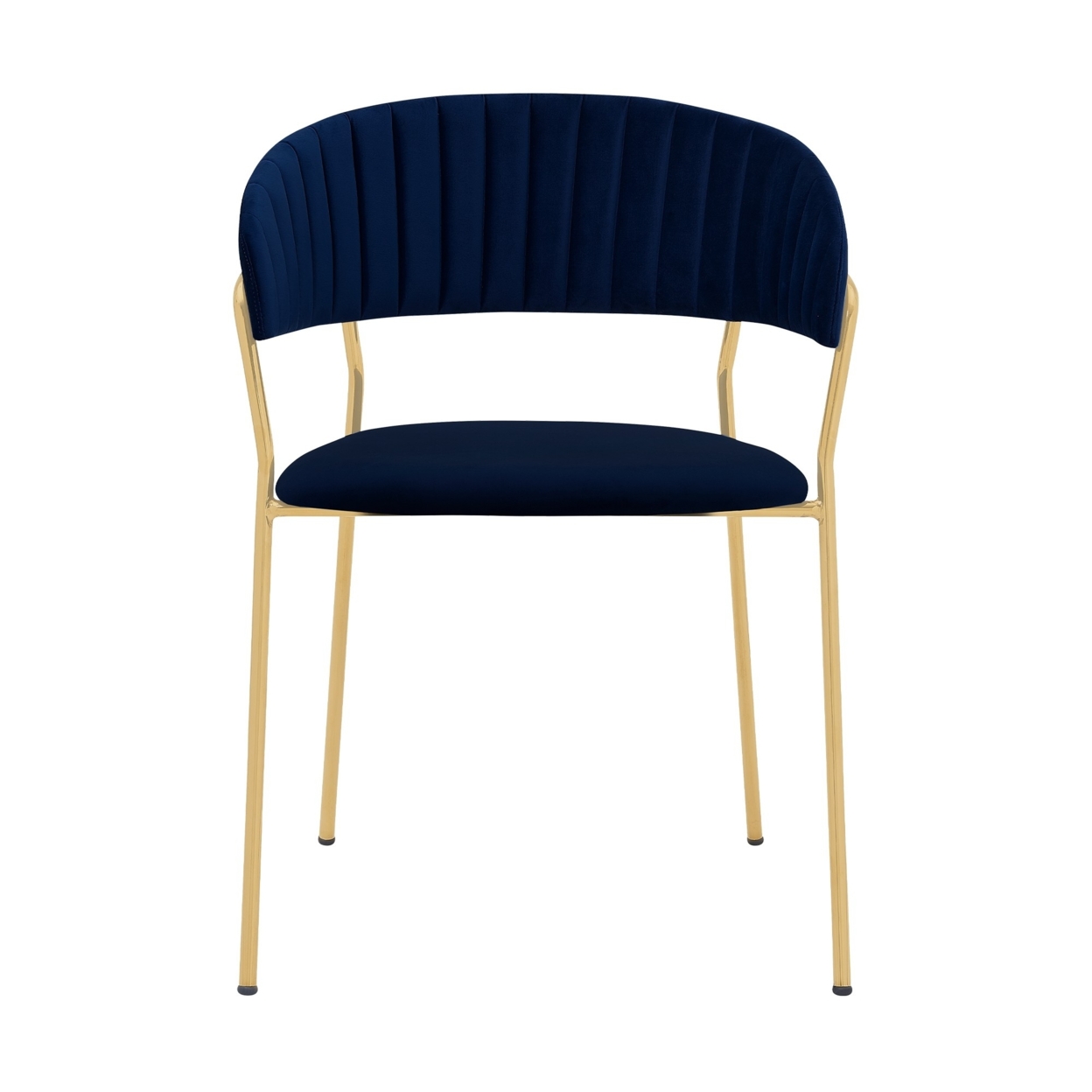 Dining Chair With Open Curved Padded Back, Set Of 2, Blue And Gold- Saltoro Sherpi