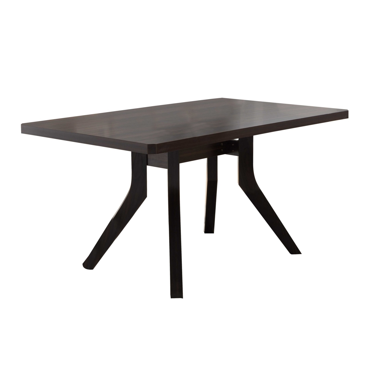 Dining Table With Wooden Top And Angled Legs, Brown- Saltoro Sherpi