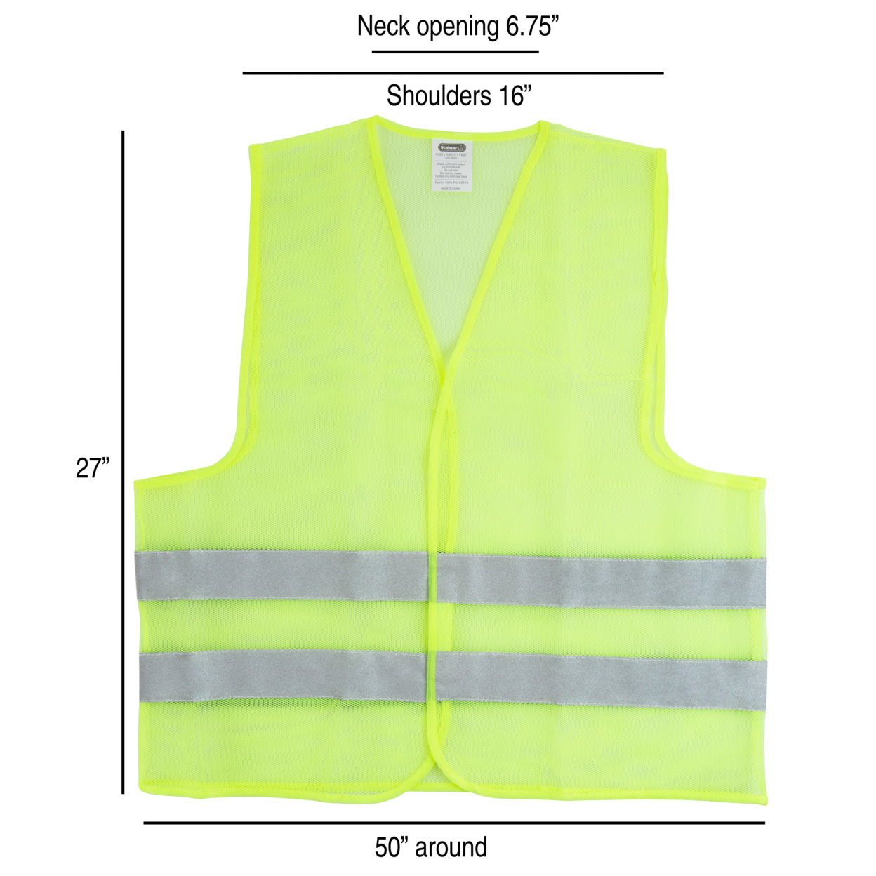 Set Of 10 Mesh High Visibility Reflective Vest Fluorescent Green With Silver Stripe Workwear With Hook And Loop Closures