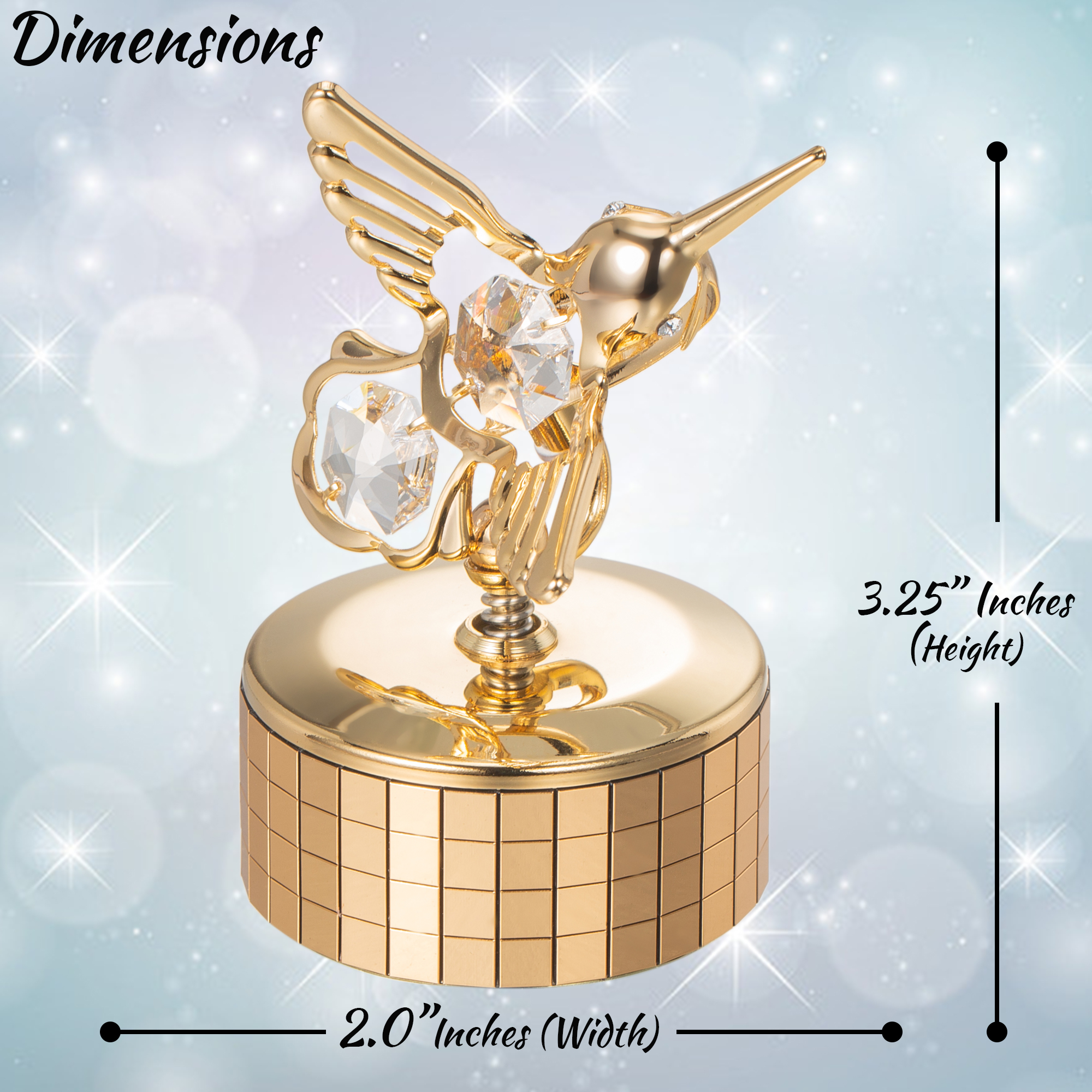 Best Mother's Day Gift Matashi 24K Gold Plated Music Box Plays Swan Lake With Hummingbird Figurine #1 Gift For Mom From Daughter, Son