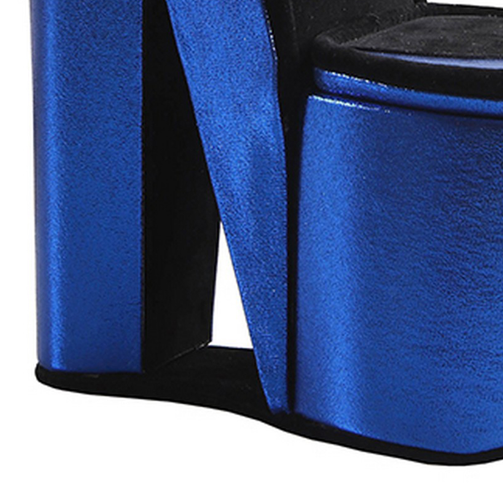 High Heel Shoe Jewelry Box With 3 Hooks And Storage, Blue- Saltoro Sherpi