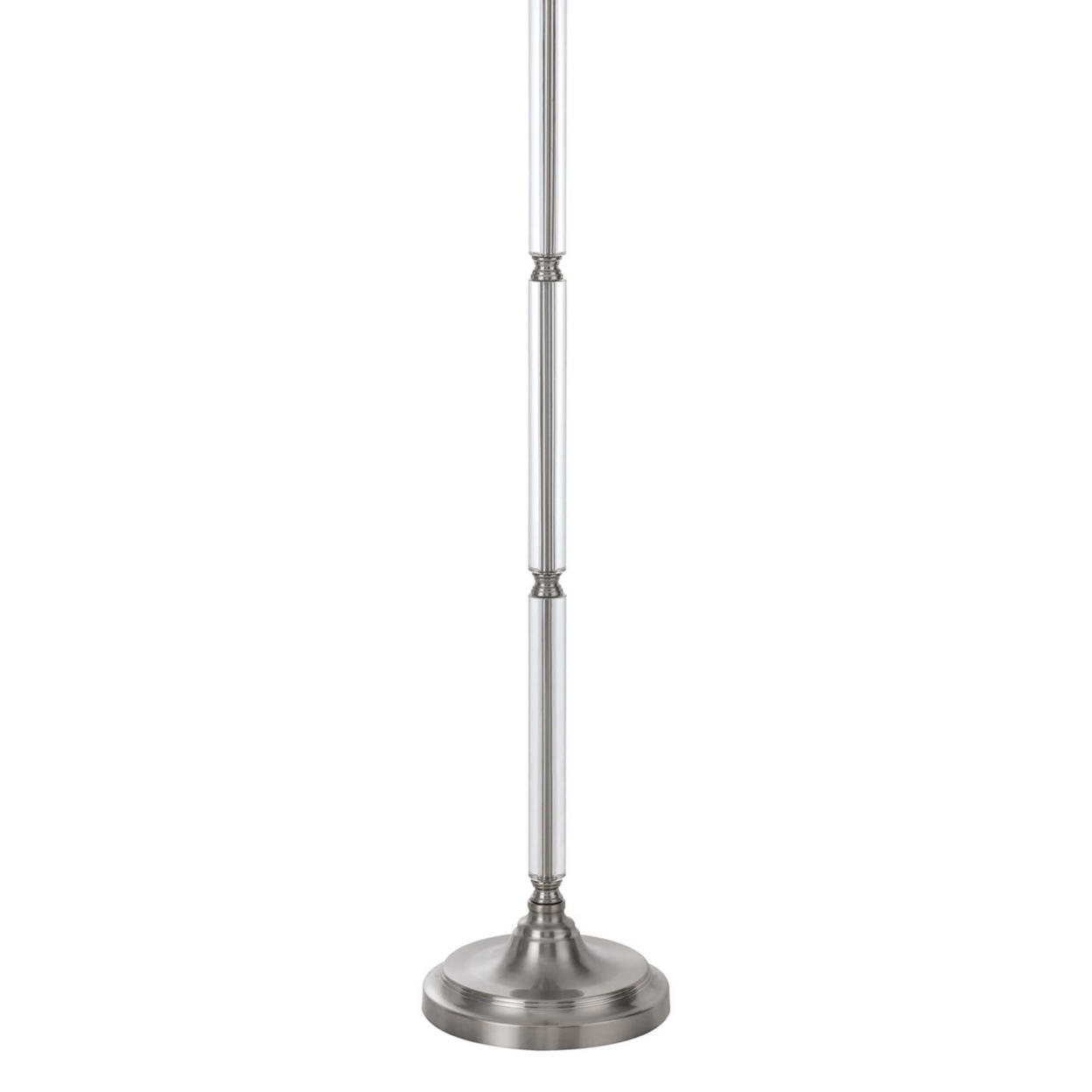Floor Lamp With Tubular Metal And Crystal Base, White And Silver- Saltoro Sherpi