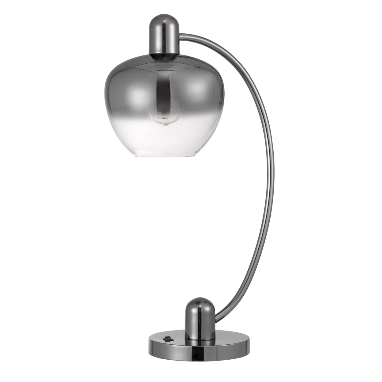 Table Lamp With Glass Shade And Arc Metal Frame, Silver- Saltoro Sherpi