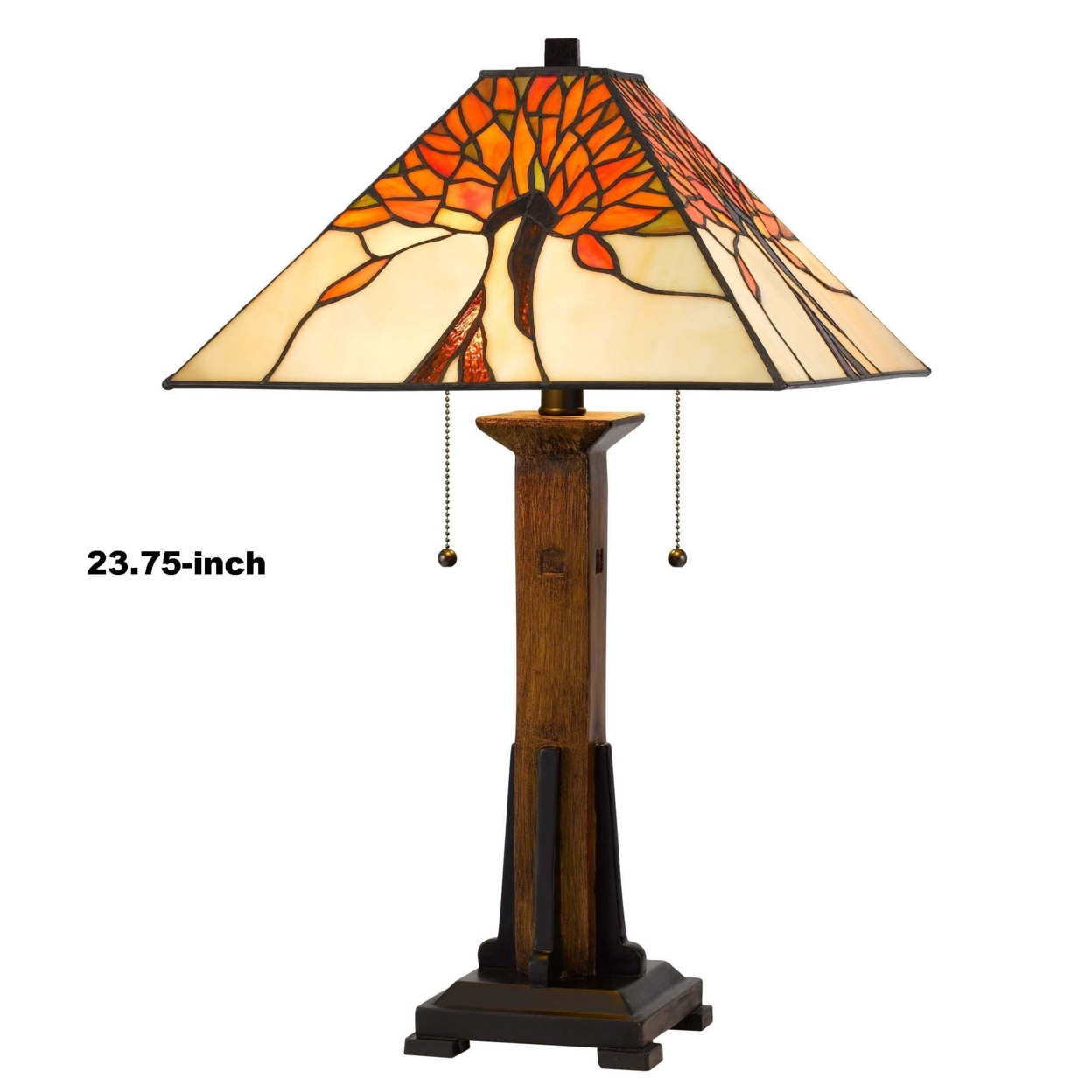 Table Lamp With Tiffany Shade And Floral Accent, Multicolor- Saltoro Sherpi