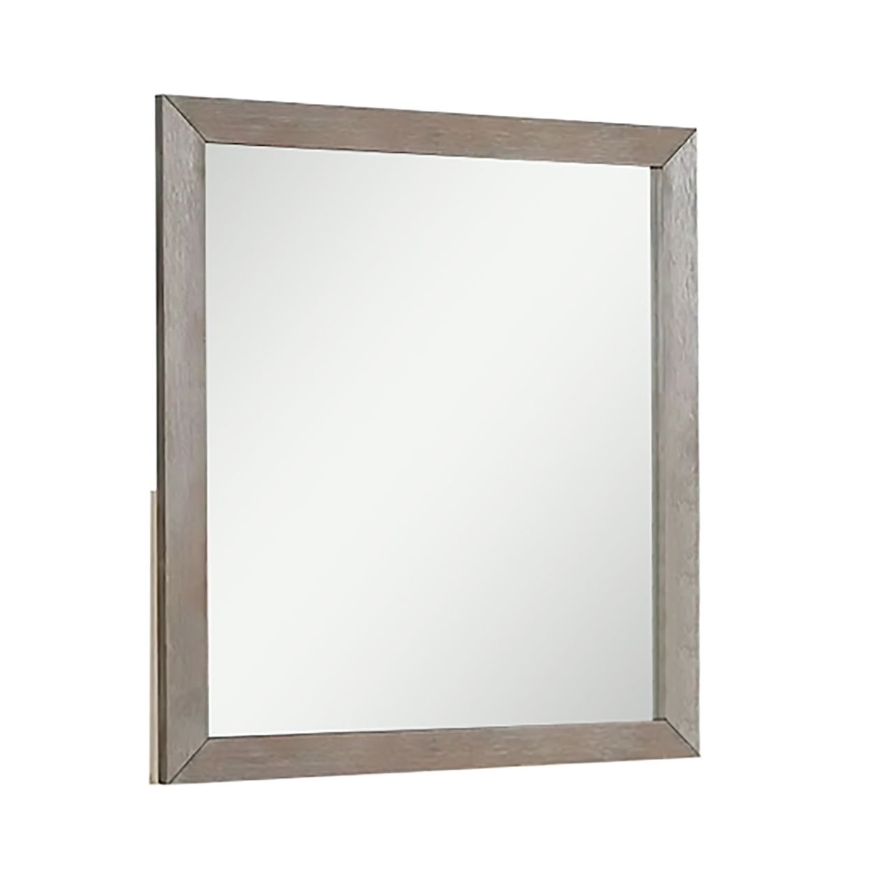 Wall Mirror With Wooden Frame And Grain Details, Natural Brown- Saltoro Sherpi