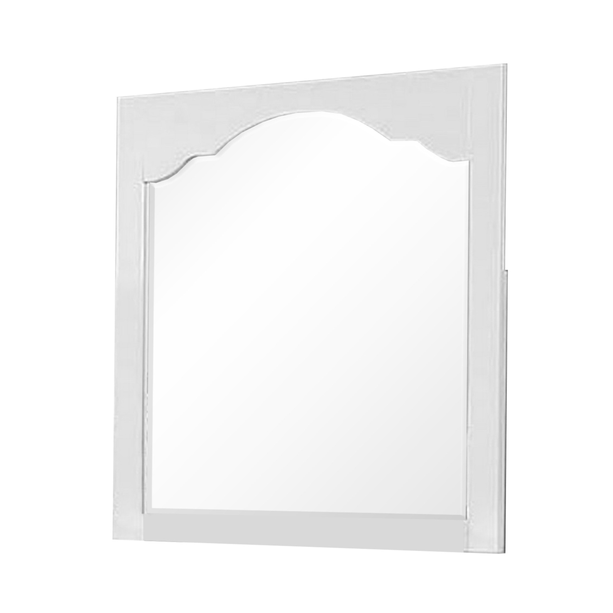 Wall Mirror With Rectangular Wooden Frame And Arched Top, White- Saltoro Sherpi