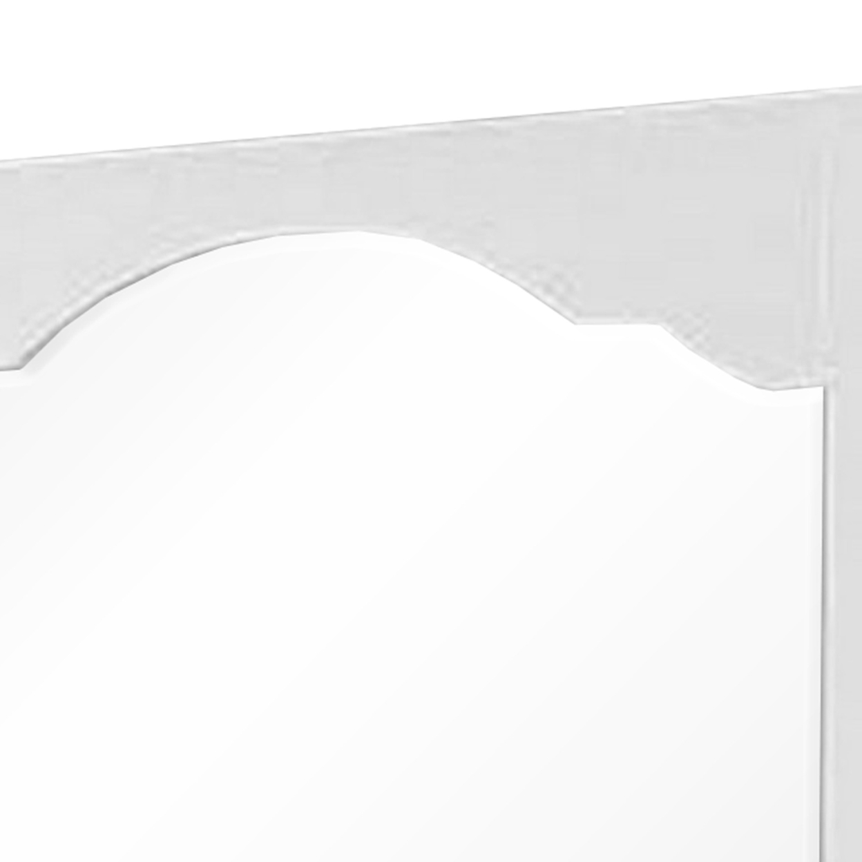 Wall Mirror With Rectangular Wooden Frame And Arched Top, White- Saltoro Sherpi