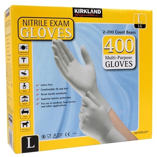 Kirkland Signature Nitrile Exam Gloves (Large), 400 Count