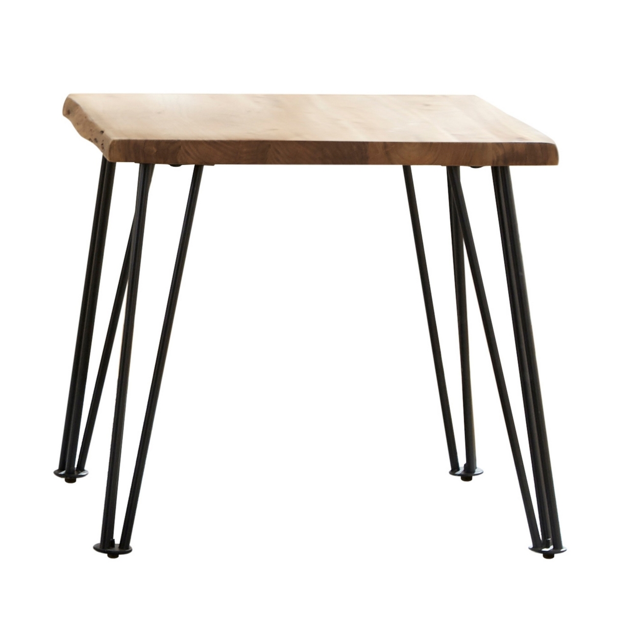 End Table With Square Top And Hairpin Legs, Brown And Black- Saltoro Sherpi