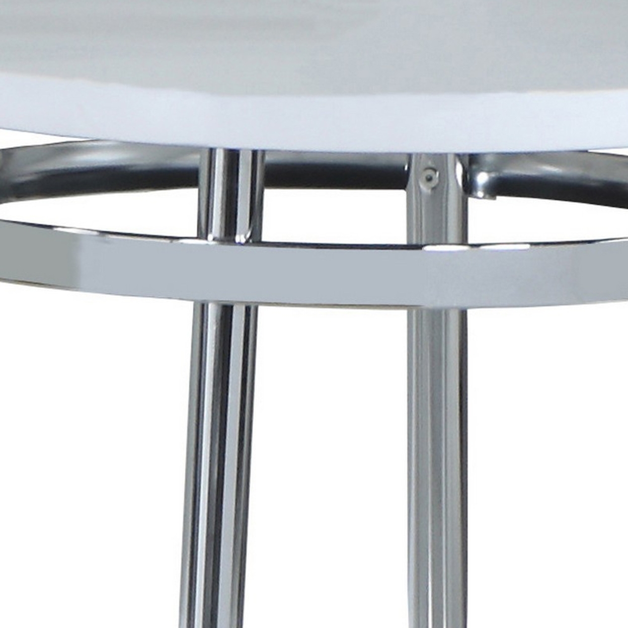 Round Faux Marble Top End Table With Metal Tubular Legs, White- Saltoro Sherpi