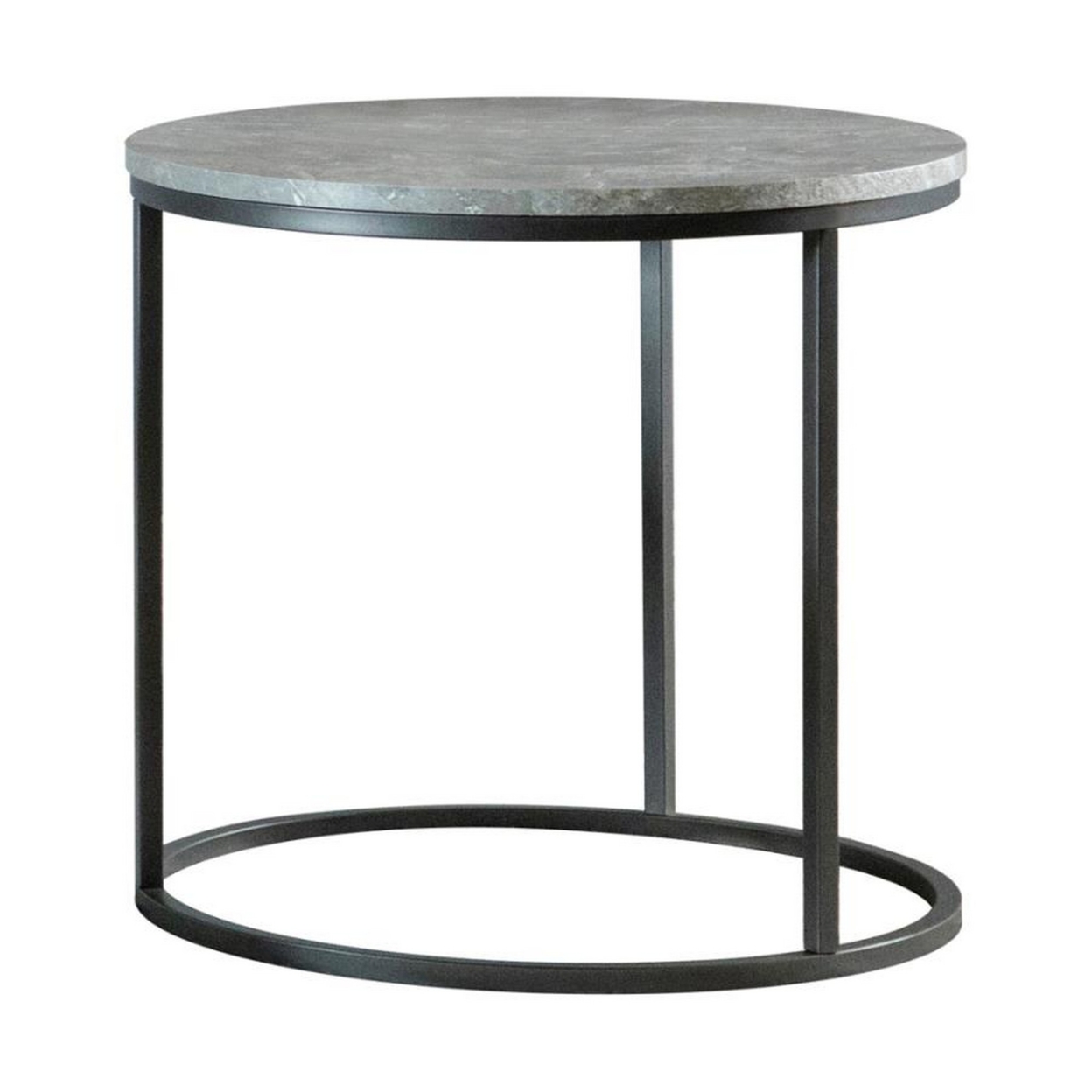 End Table With Textured Round Faux Marble Top, Gray- Saltoro Sherpi