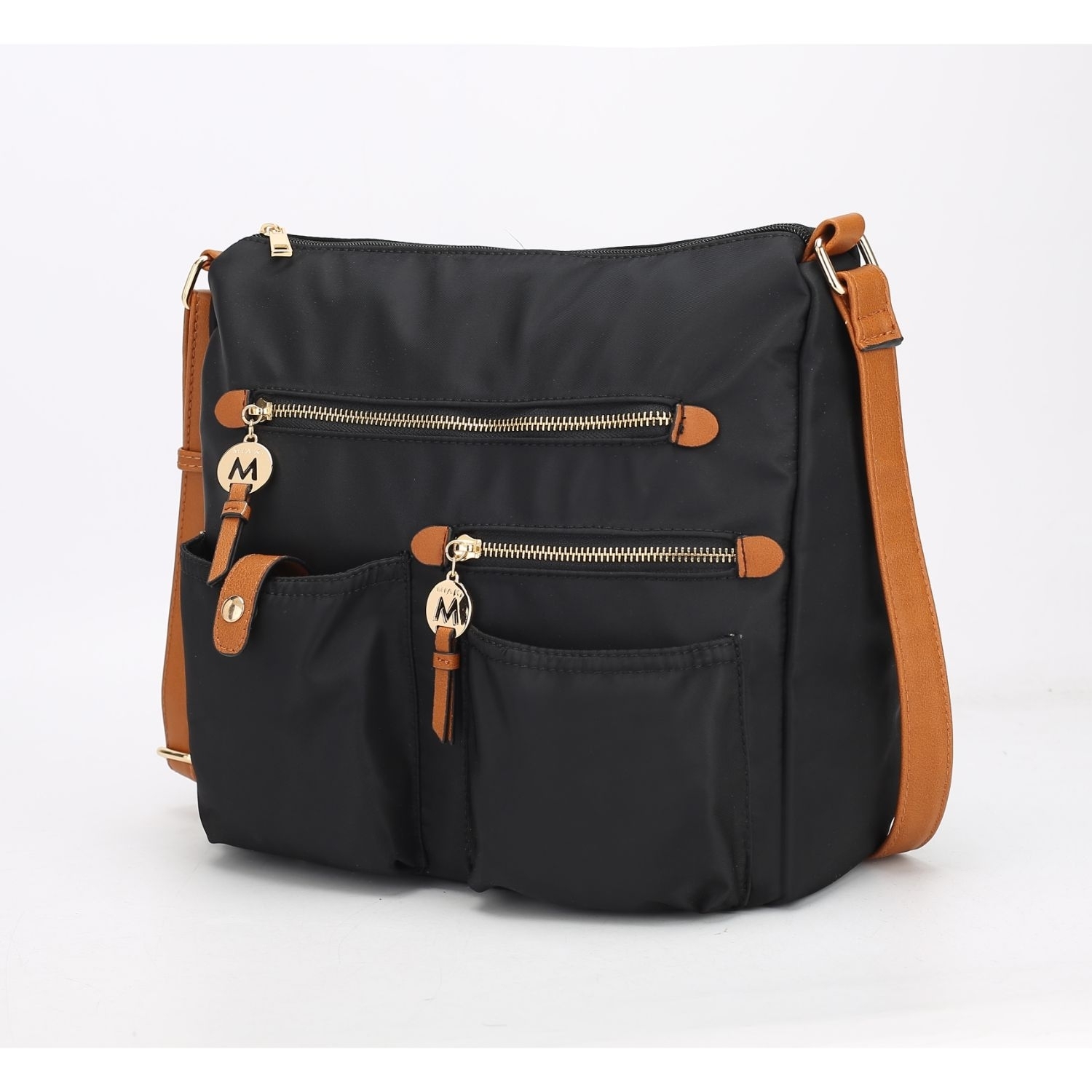 MKF Collection Serena Color-Block Nylon Women’s Shoulder Bag By Mia K. - Cognac