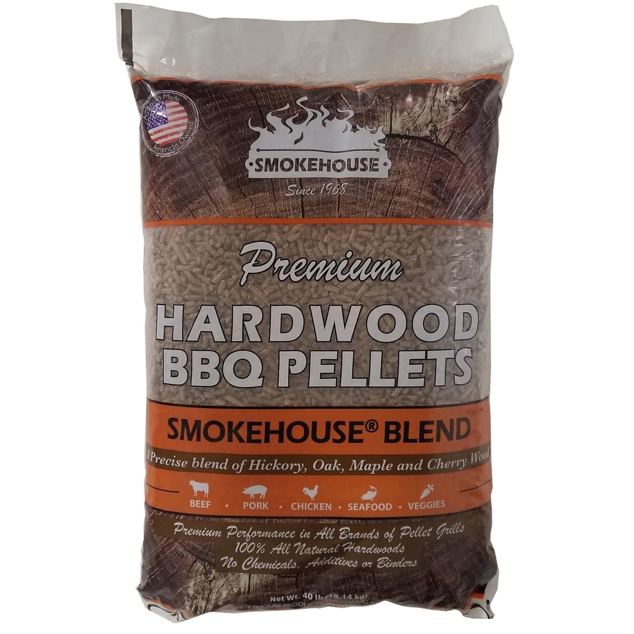 Premium Hardwood BBQ Pellets, Smokehouse Blend - 40 Pounds