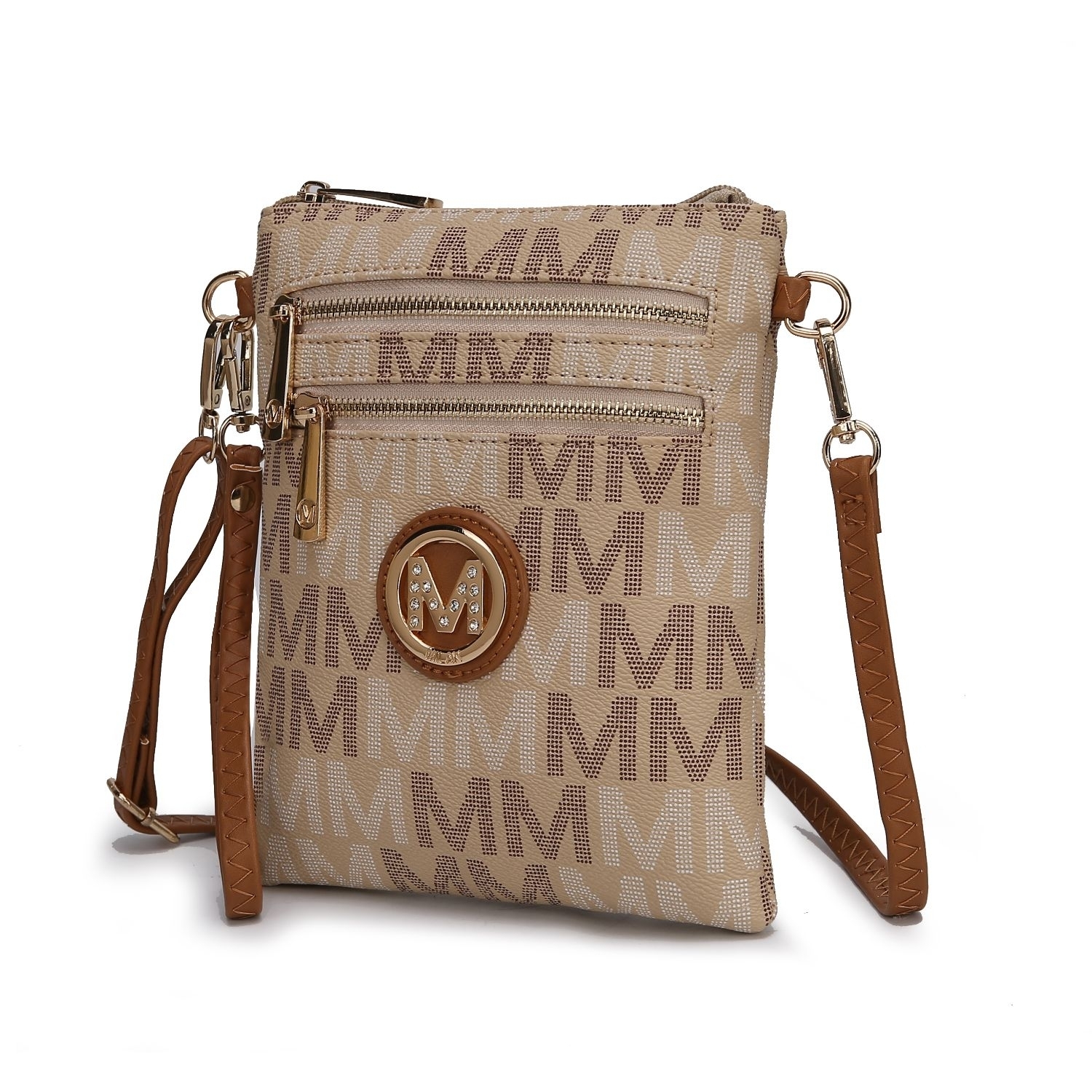 MKF Collection Gaia Milan M Signature Crossbody Handbag By Mia K - Brown